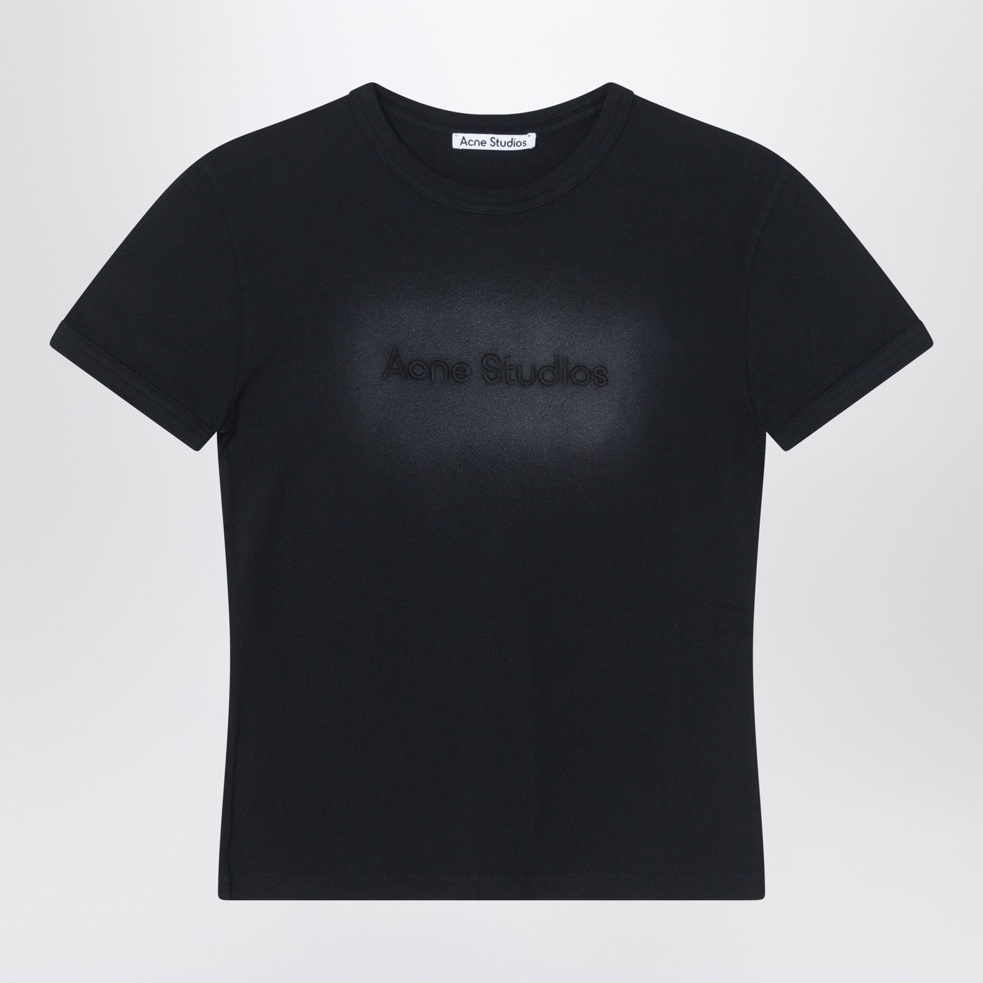 Acne Studios ロゴ刺繍入りのニキビスタジオブラックTシャツ - Image 3