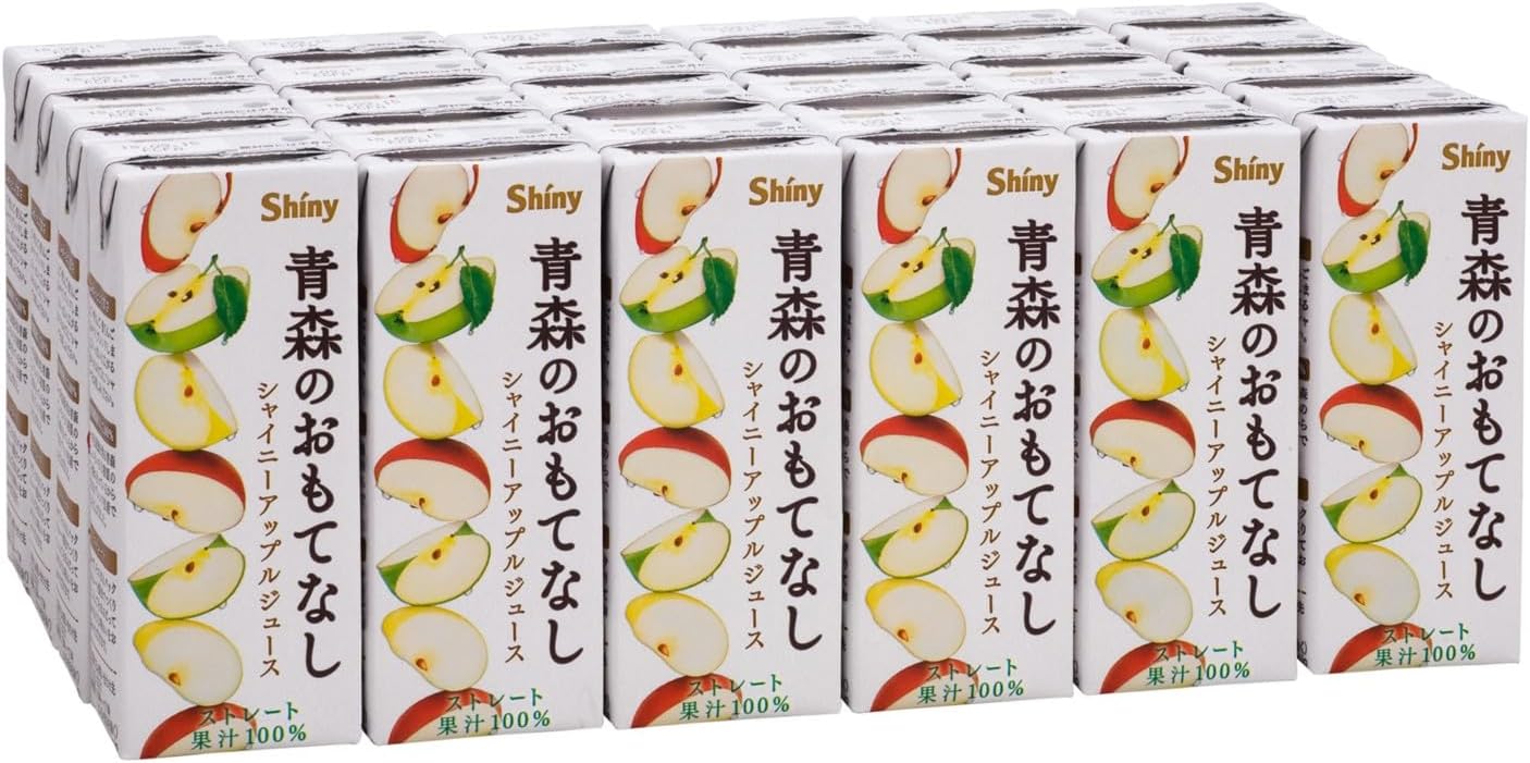 Aomori Prefecture Apple Juice, Shiny, Aomori Treats 6.8 fl oz (200 ml) x 24 Bottles