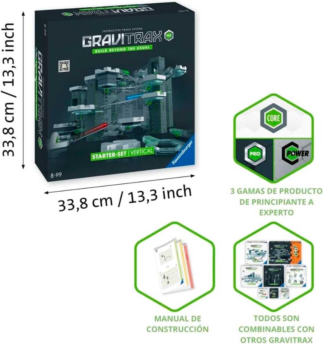 Ravensburger GraviTrax PRO Starter-Set Vertical. Interaktives Kugelbahnsystem, Konstruktionsspielzeug ab 8 JDCR-. Kombinierbar mit allen GraviTrax Produktlinien, Starter-Sets, Extensions & Elements
