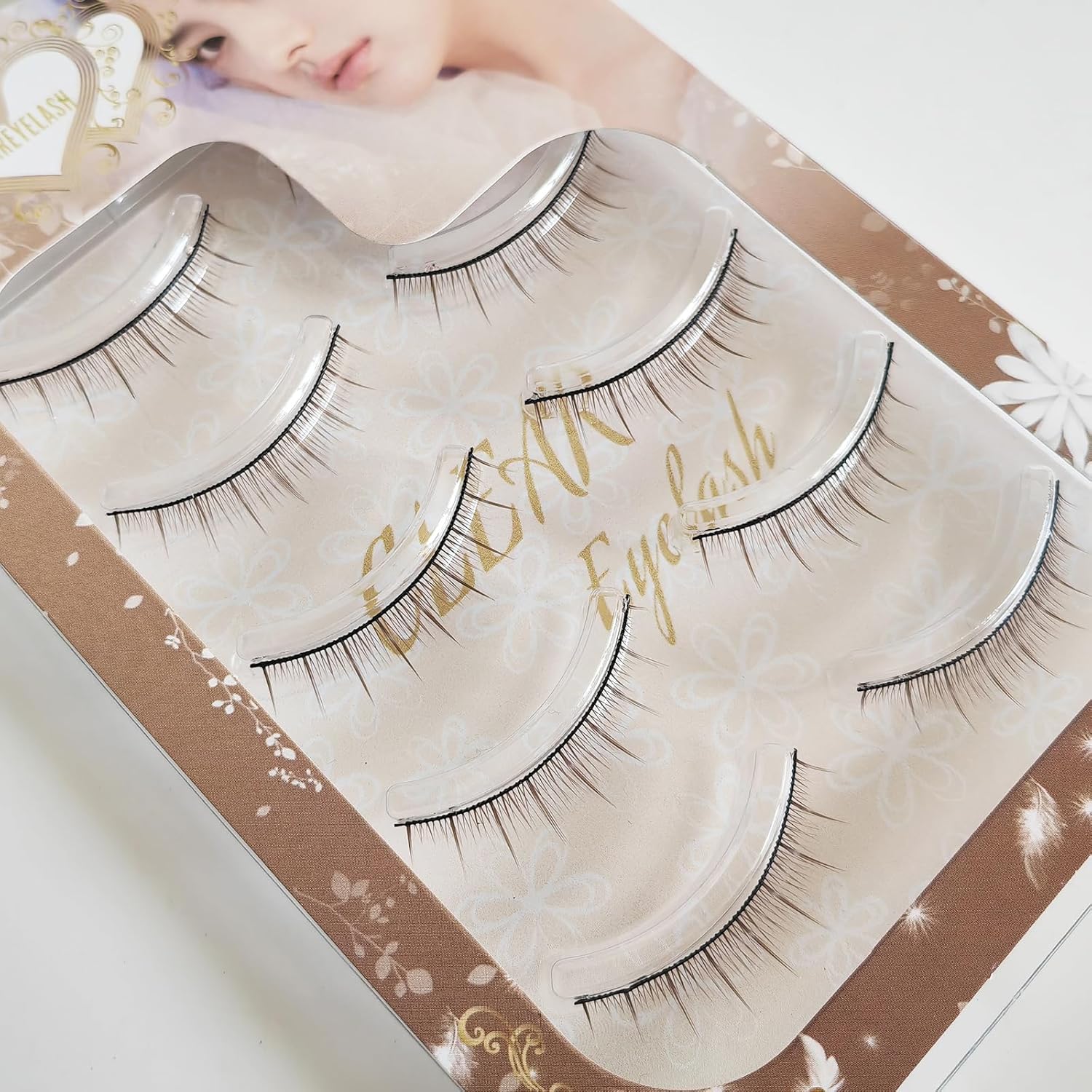 Brown False Eyelashes Natural 3D 3D Matsueku 5 Pairs (D05)