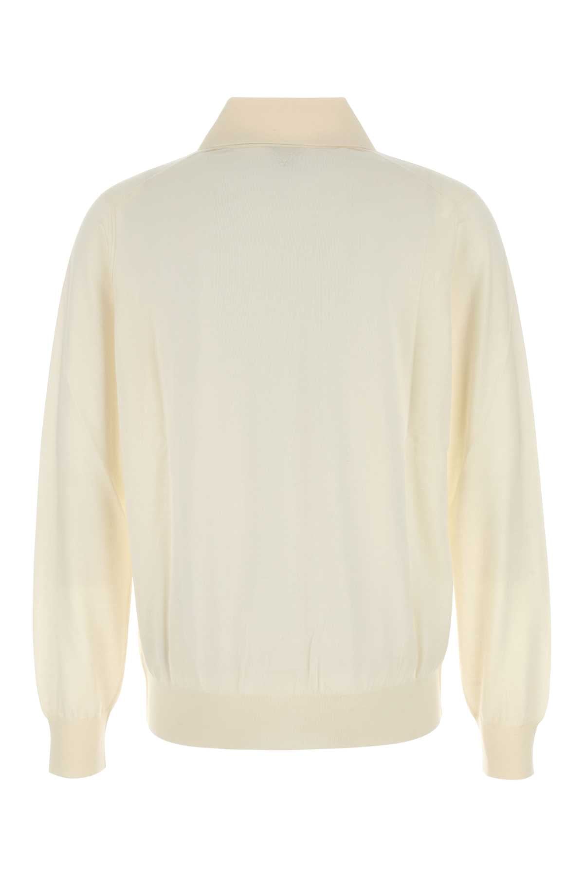 Bottega Bottega Veneta Ivory Cashmere Polo Shirt - Image 3