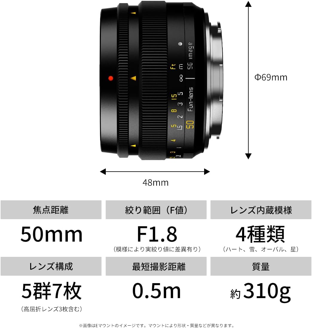 SG-image 50mm F1.8 Phantom Lens E-Mount