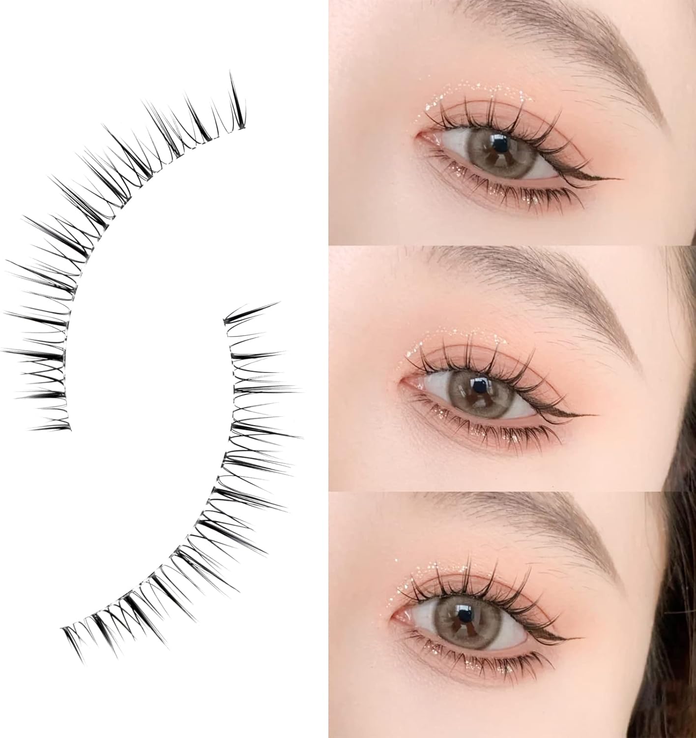 Lashidol False Eyelashes, Natural, Transparent Base, Handmade, DIY at Home, For Daily Makeup, 5 Pairs (Sweet Idol)