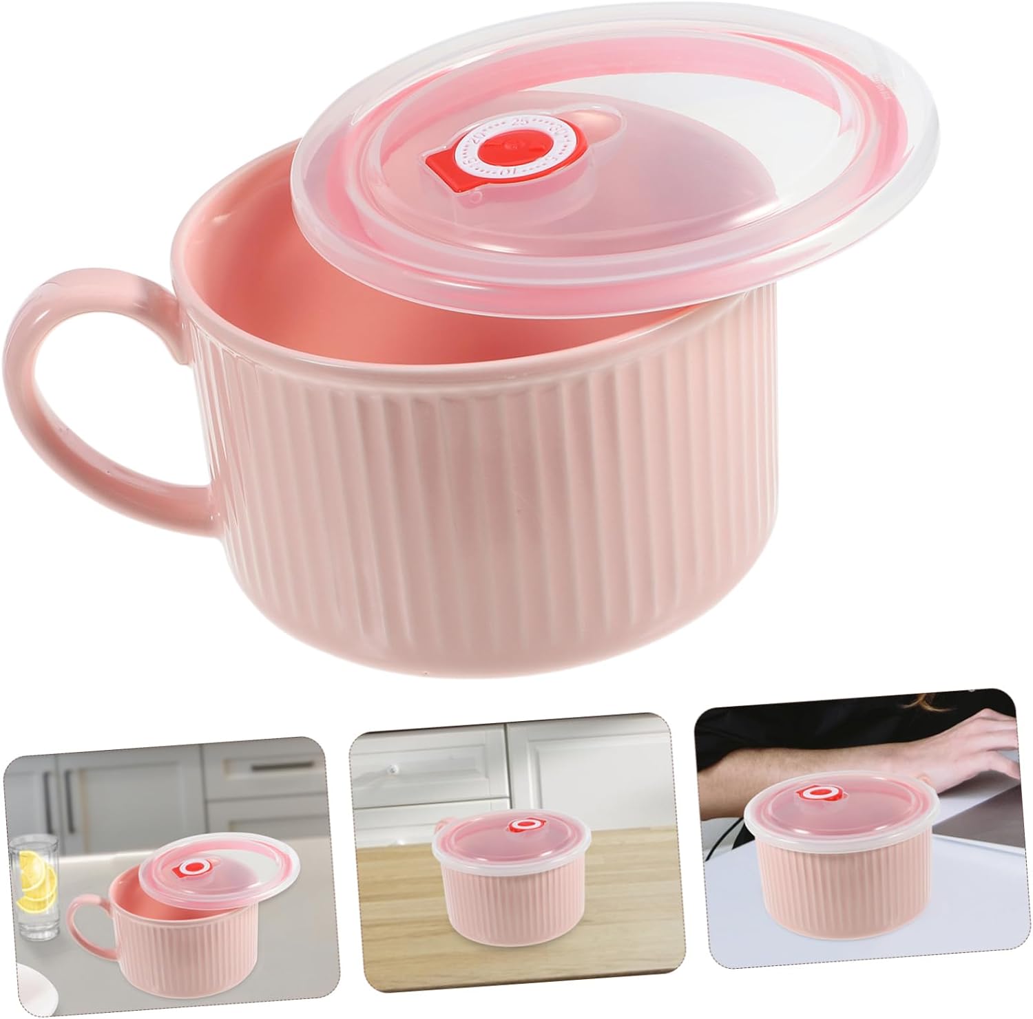 Ciieeo Ceramic Bowl, Instant Ramen Mug, Soup Mug, Instant Ramen Bowl, Udon Noodle Lunch Bowl, Ceramic Cover, Asian