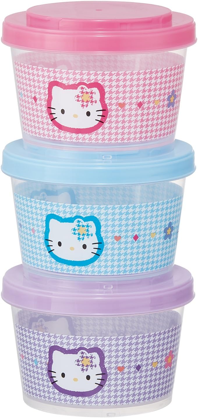 Skater SIJ3-A Sanrio Hello Kitty Khaohana Storage Container, Set of 3, 8.5 fl oz (240 ml), Side Dish, Made in Japan
