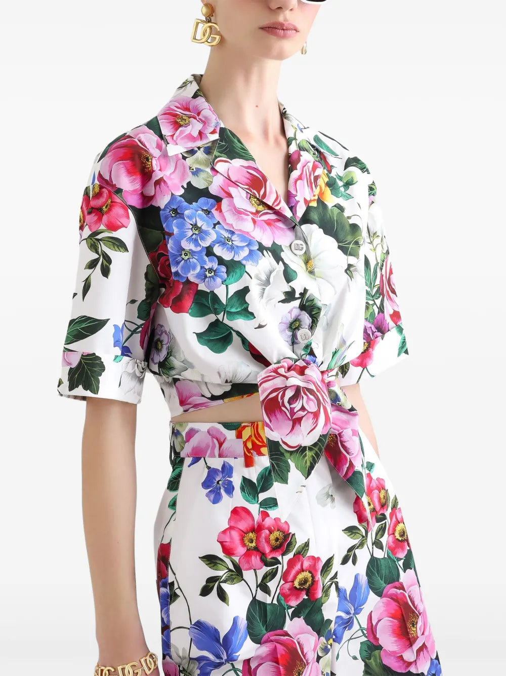 Dolce  Gabbana フラワープリントの弓付きのドルチェ＆ガッバーナシャツ - Image 3