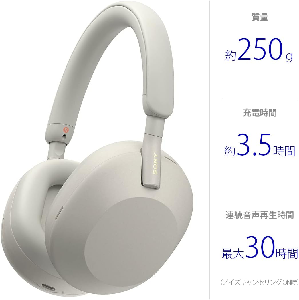 Sony Wireless Noise Cancelling Stereo Headphones WH-1000XM5: Improved Noi Can, Alexa, Improved Calling Performance, Soft Fit Leather for High Sound Isolation, Platinum Silver WH1000XM5 SM