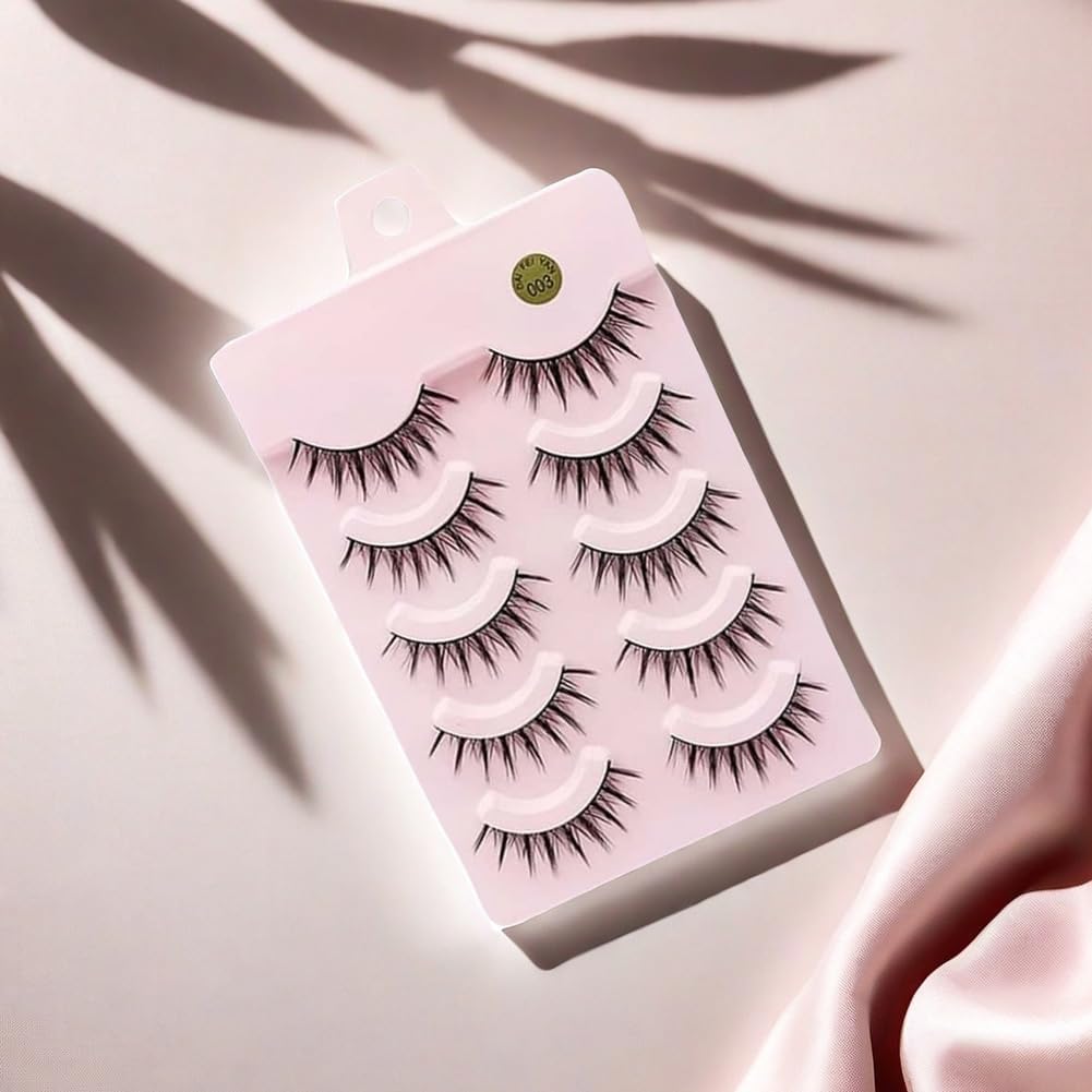 False Eyelashes Natural Hand Made False Eyelashes Decorative Eyelashes Premium Fiber (003) (5 Pairs)