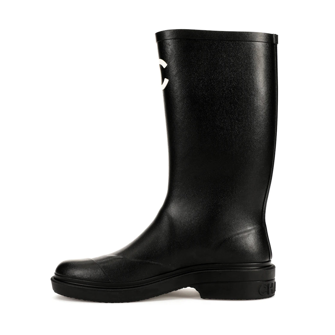 CHANEL RUBBER RAIN BOOTS BLACK