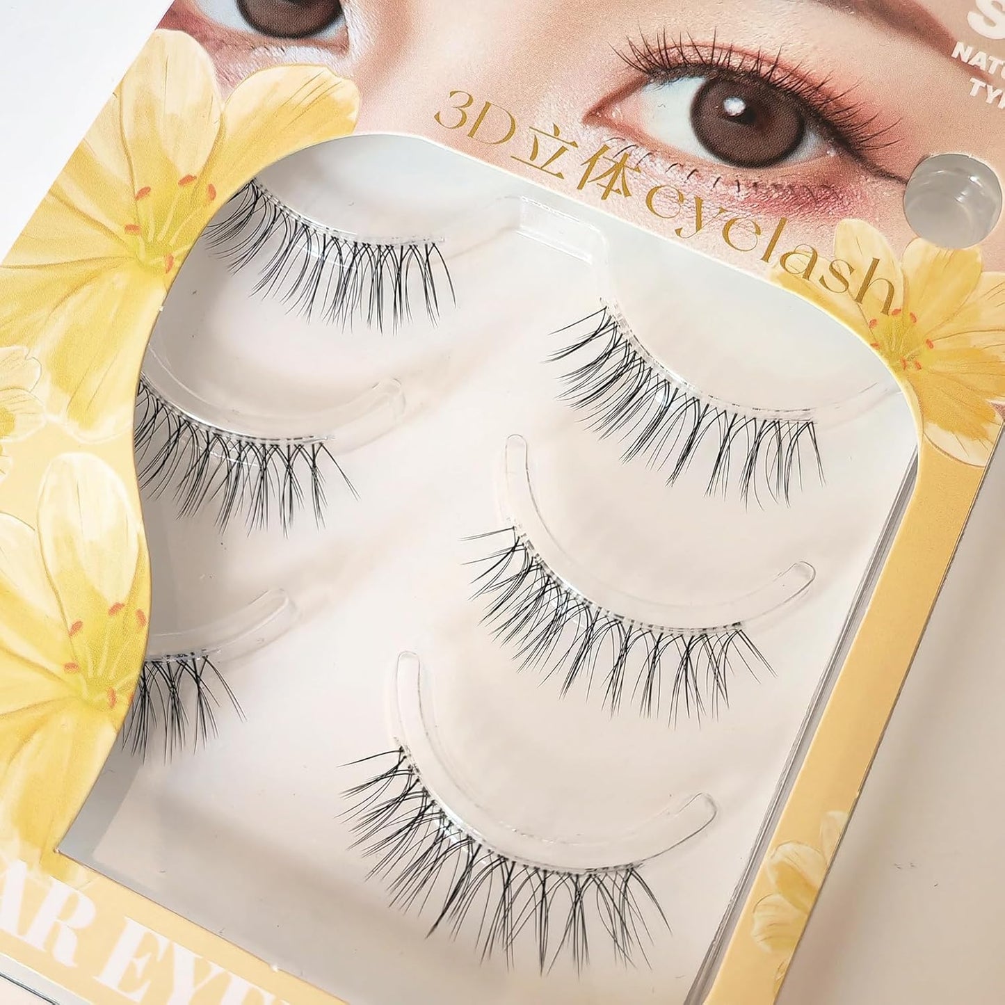 Natural 3D 3D Matsueku False Eyelashes 3 Pairs (S01 Black)