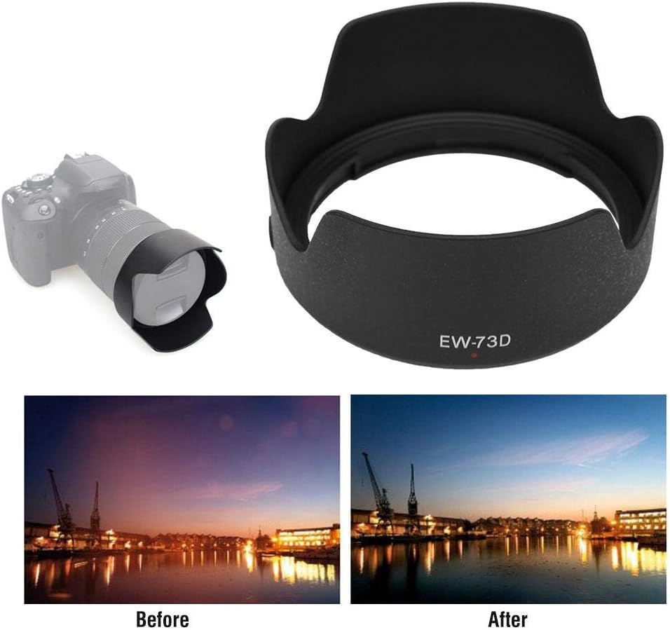Camera Lens Hood for Canon EF-S, EW-73D Plastic Camera Lens Hood Shade EF-S 18-135mm f/3.5-5.6 IS USM Lens, Lens Hood for Lighting Photography, Night Photography