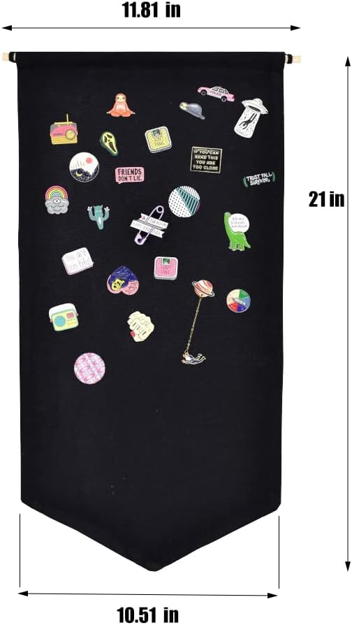 2 piezas organizador de broches para colgar en la pared, soporte de exhibición de joyas de lienzo, soporte para pines de esmalte, soporte para colgar banderines, organizador de aretes y