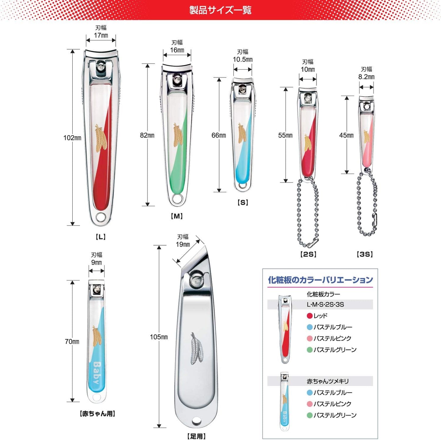 FEATHER Nail Clippers (For Feets), Made in Japan, Unisex, Color Options, 1 Piece (x1)