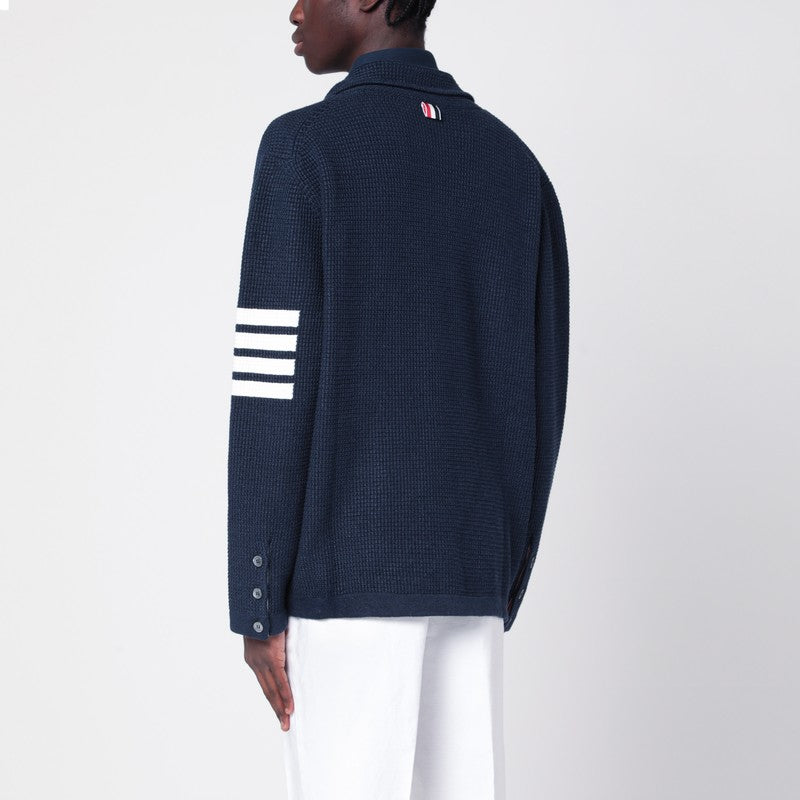 Thom Thom Browne Blue Linen Blend Cardigan - Image 3