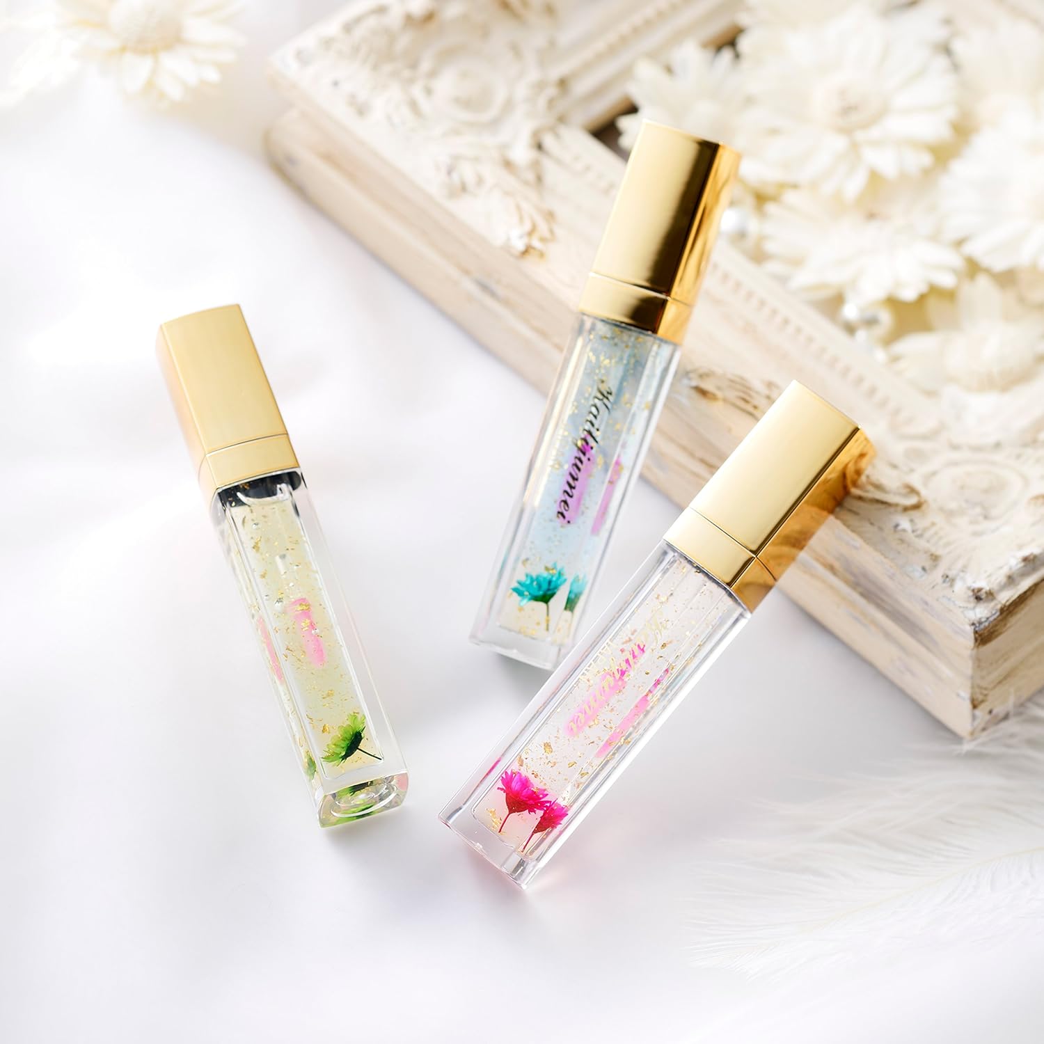 Kailijumei Lip Gloss, Liquid Beauty Product, Contains Flowers, Transparent, Authentic Japanese Product, Cute, Makes a Great Gift, For Use at Night safety pink