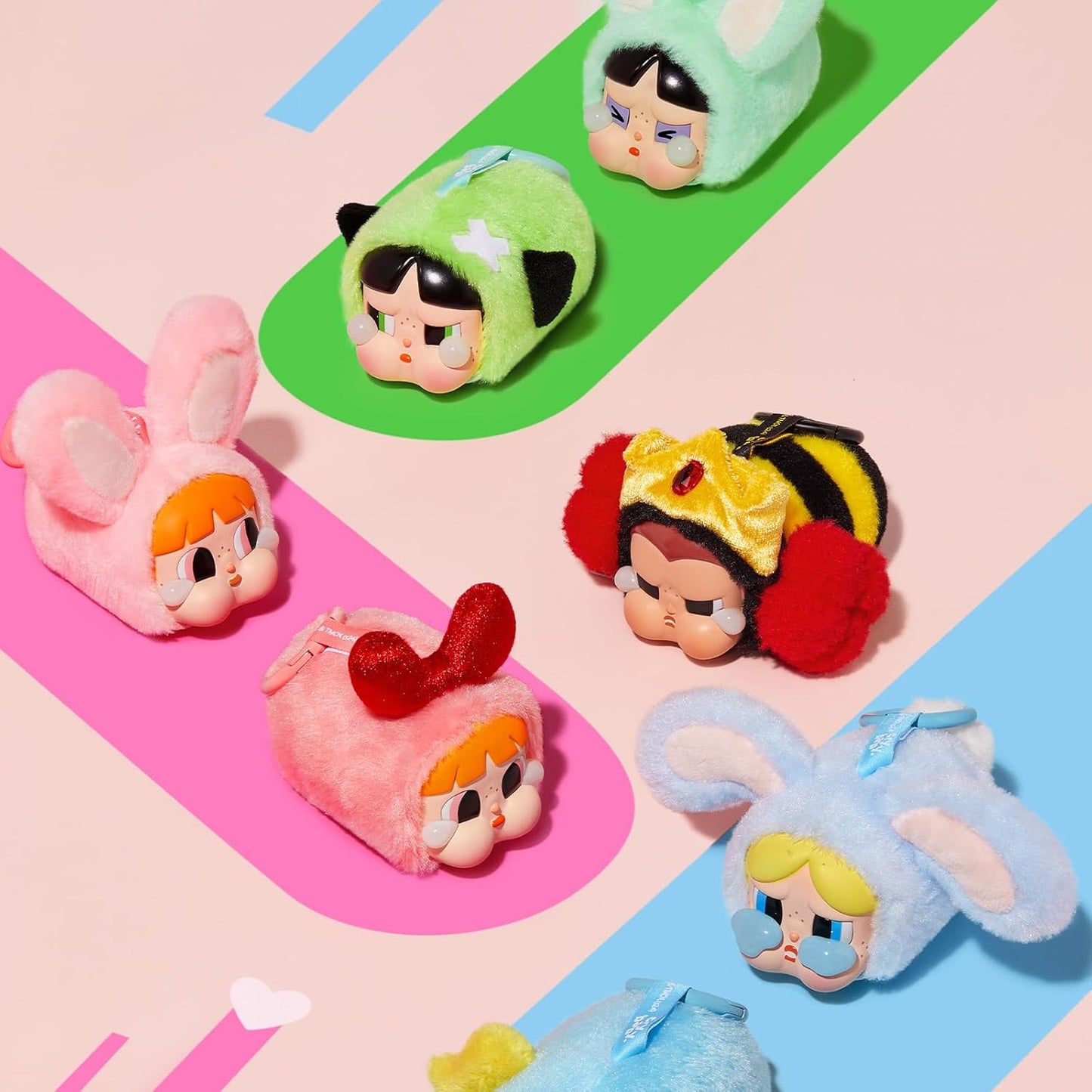 POP MART Crybaby x Powerpuff Girls Series - Vinyl Face Plush Blind Box Figure, Crybaby Blind Box Figure, Random Design Action Figure, Collectible Toy, Home Decoration, Single Box
