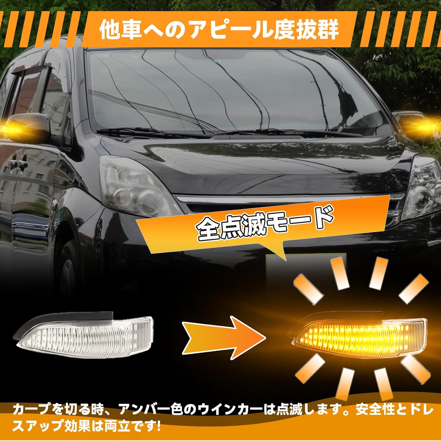 GemPro Aqua nhp10 Door Mirror Wicker, Vitz 130 Series, Corolla Axio, Camry, Porte, C-HR, Isis, Allion, Auris, Porte Mirror Turn Signal, LED, Set of 2, Mitsuba 52-231 Clear Lens
