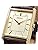 Seiko SWR064 Men's Wristwatch, Square Design, Quartz, Champagne Gold Dial x Brown Leather Band, Formal