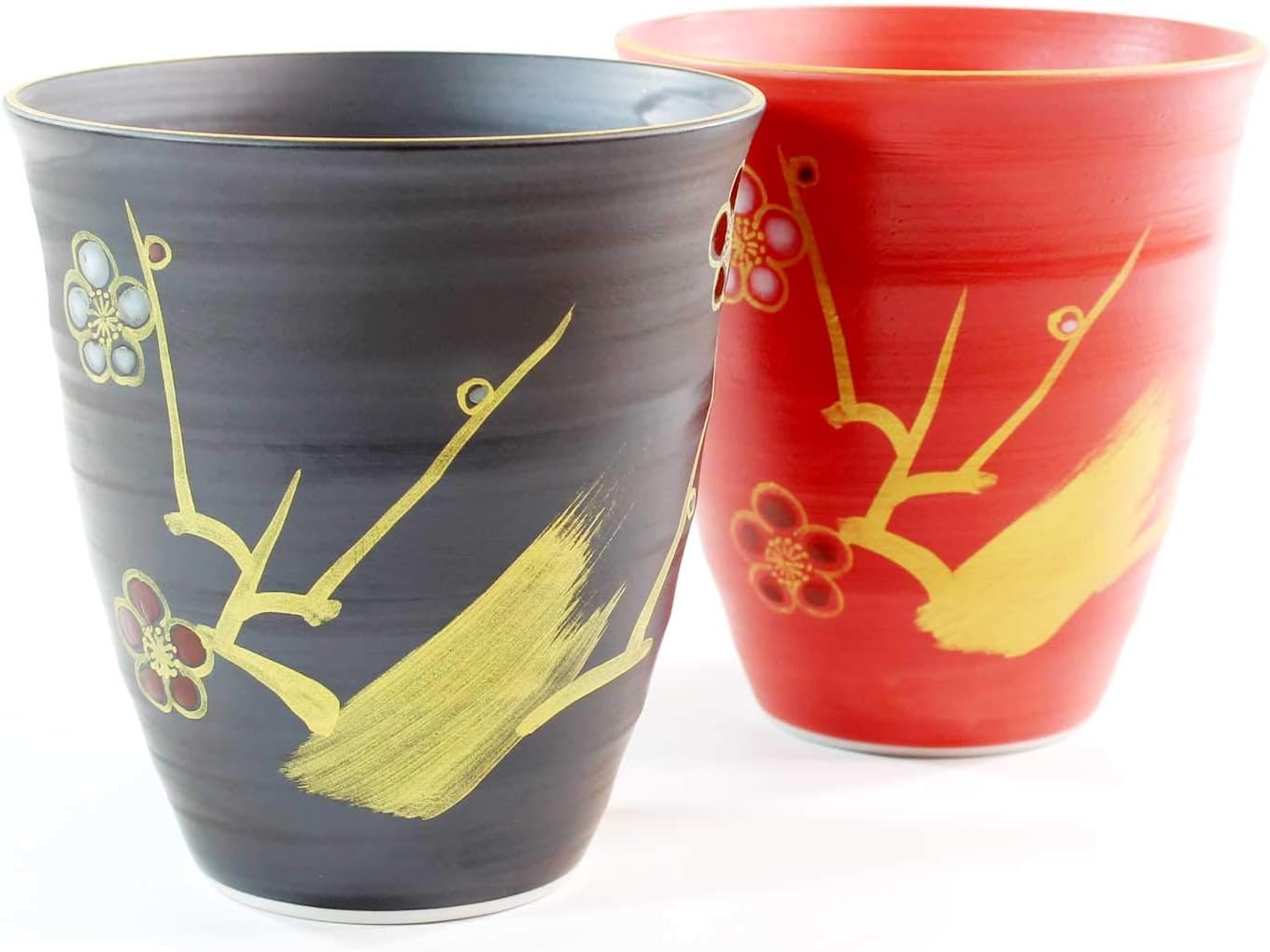 A pair set of yuda cups carefully crafted by Arita Ware pottery craftsmen in paulownia box | kiln kiln kiln kiln colored plum images | traditional crafts | Fujii nishiki