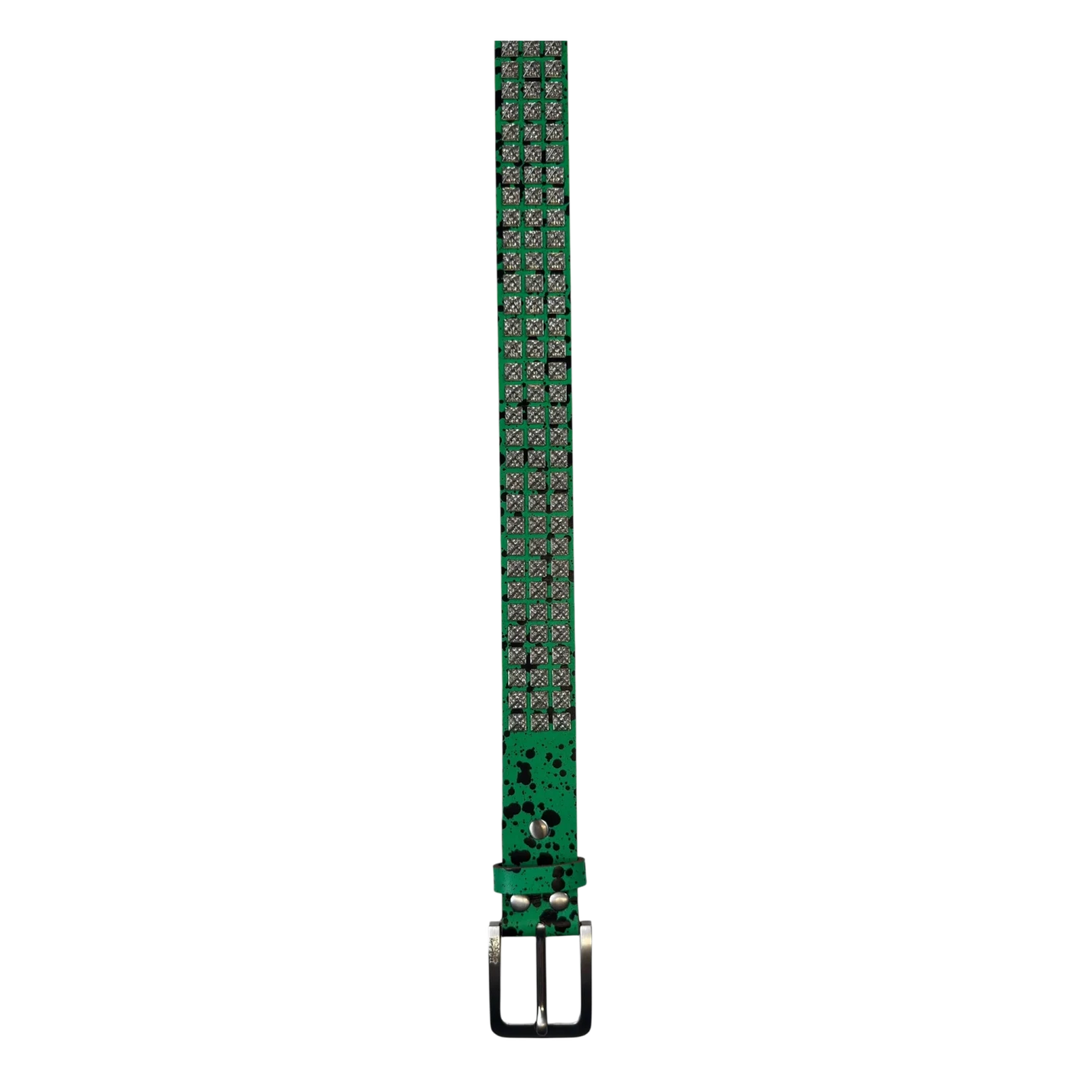 BOSSI 'SILVER ON GREEN PAINT' STUDDED BELT