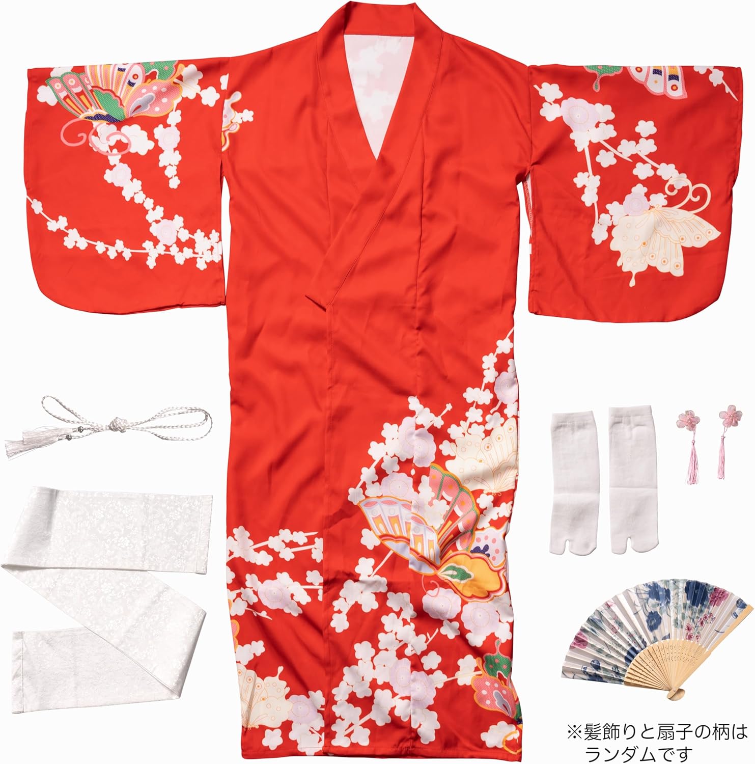 Clear Stone Halloween Cosplay Women's Kimono Set, Red