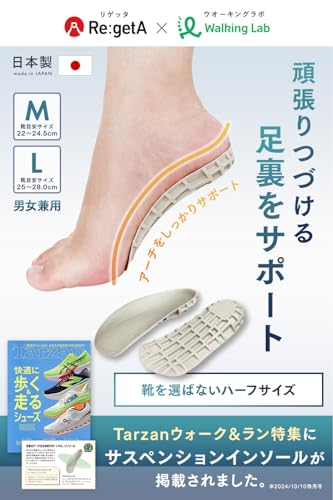 Rigetta Insole, Made in Japan, No Fatigue, Shock Absorption, Standing Work, Insole, Flip Flop, Leather Shoes, Sneakers, Pumps, Sports, Half