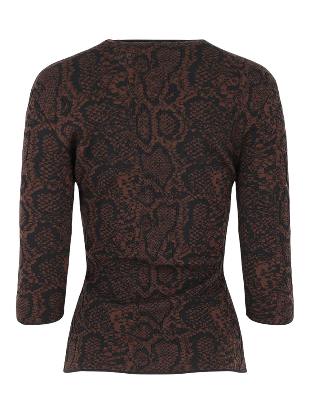 Stella ステラ・マッカートニー・ブラウン/黒いテクスチャのスネークスキン・ジャクアード・トップ - Image 3