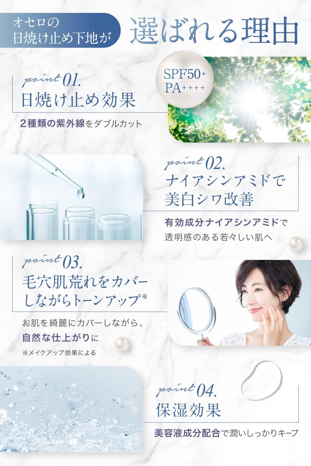 OTHELLO SPF50+ PA++++ Sunscreen, Makeup Base, Whitening, Wrinkle Improvement, Dermatologist's Attention Niacinamide Base for Face, Stains, Moisturizing, Quasi-Drug, 1 Piece