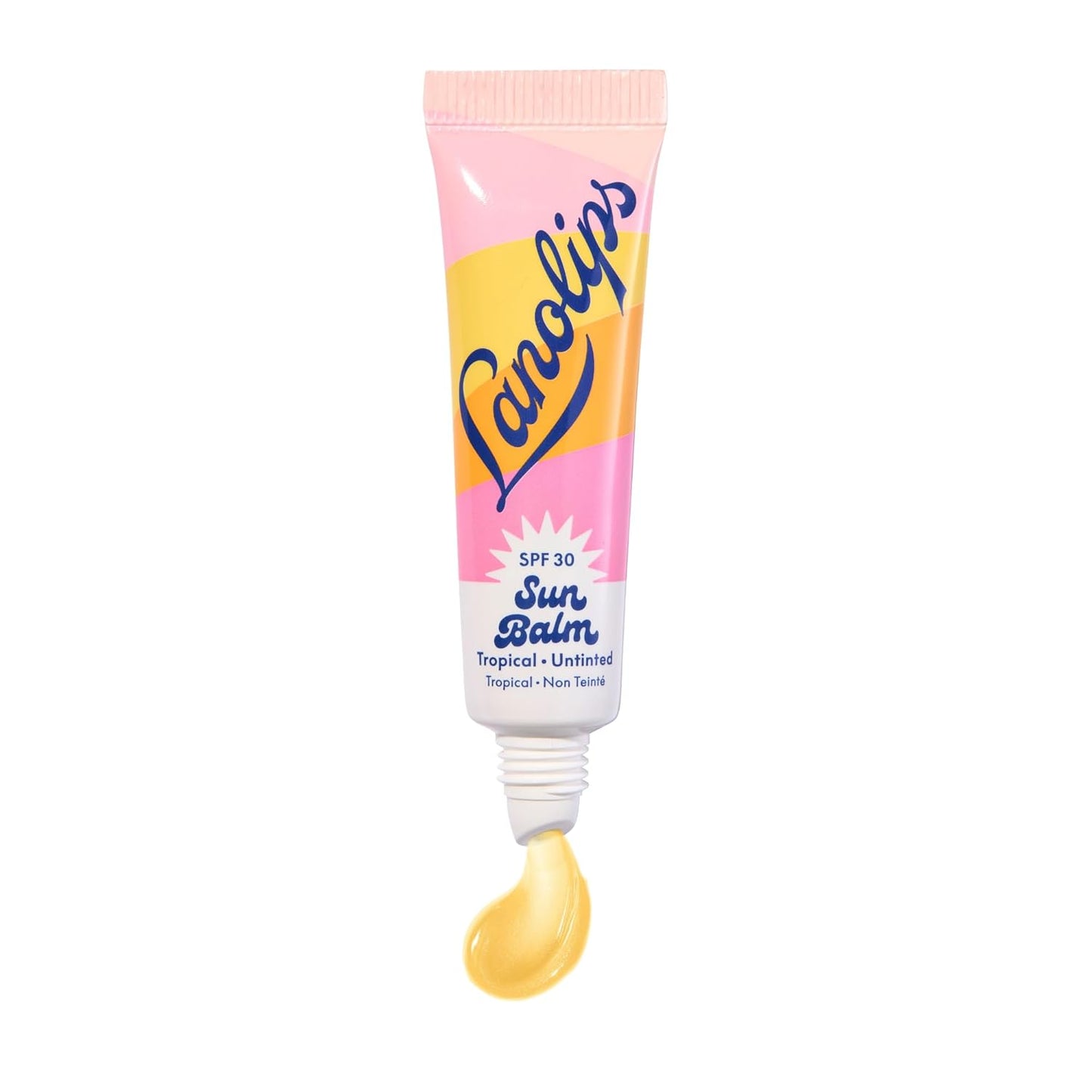 Lanolips Sun Balm Tropical SPF 30 - Hidratante labial de lanolina hidratante con aroma a piña, esenciales de playa y cuidado solar con protección UVA/UVB de amplio espectro, sin teñir (0.44 onzas)