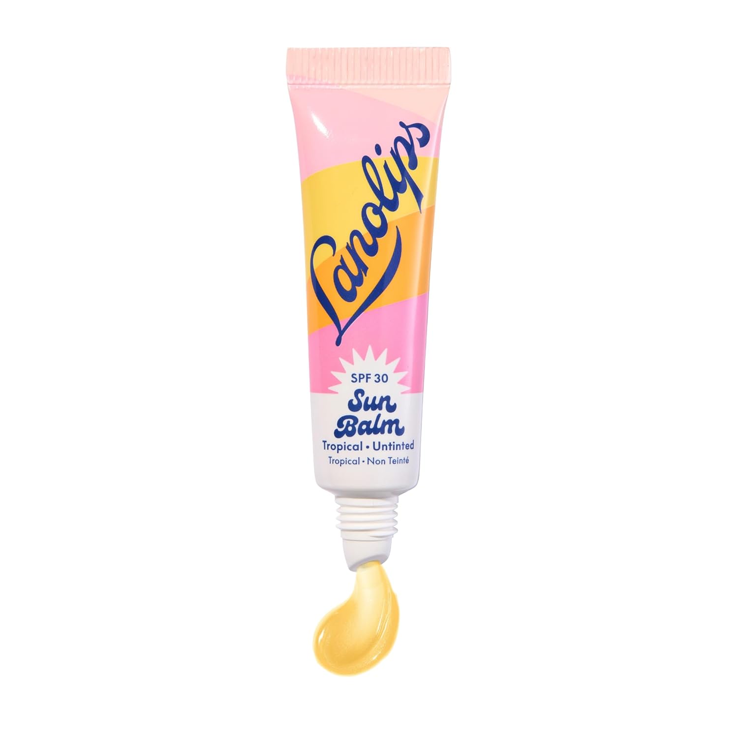 Lanolips Sun Balm Tropical SPF 30 - Hidratante labial de lanolina hidratante con aroma a piña, esenciales de playa y cuidado solar con protección UVA/UVB de amplio espectro, sin teñir (0.44 onzas)