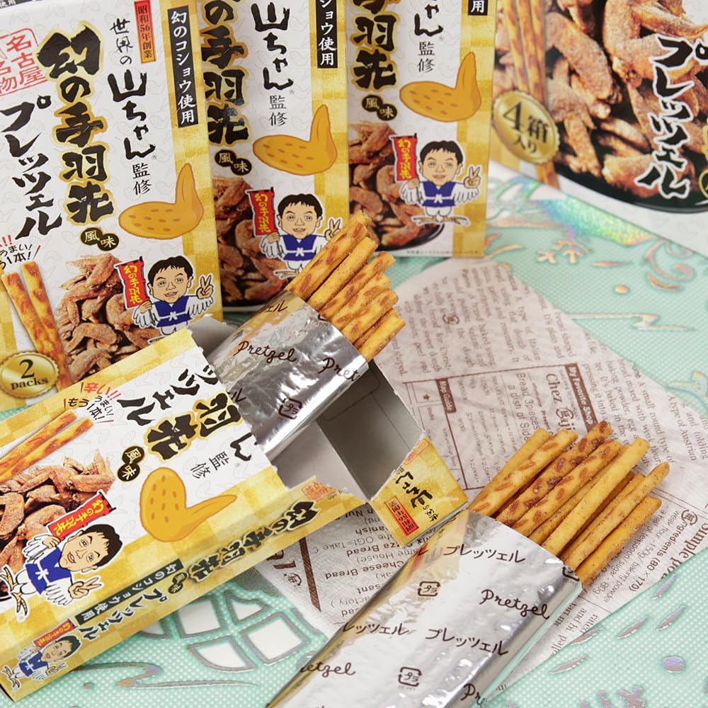 Nagoya Souvenir World Yama-chan Supervised New Phantom Chicken Wings Flavor Pretzel, 4 Boxes, Nagatoya
