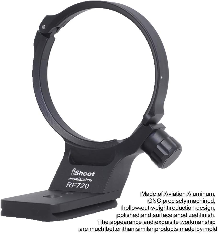 iShoot CNC Camera Ring Tripod Mount Ring, Lens Support Collar, Lens Bracket Collar, Tripod Socket, For Canon RF 70-200mm f/2.8L IS USM E(III), Bottom Quick Release Plate with 1/4 3/8 Screw Hole, Fits