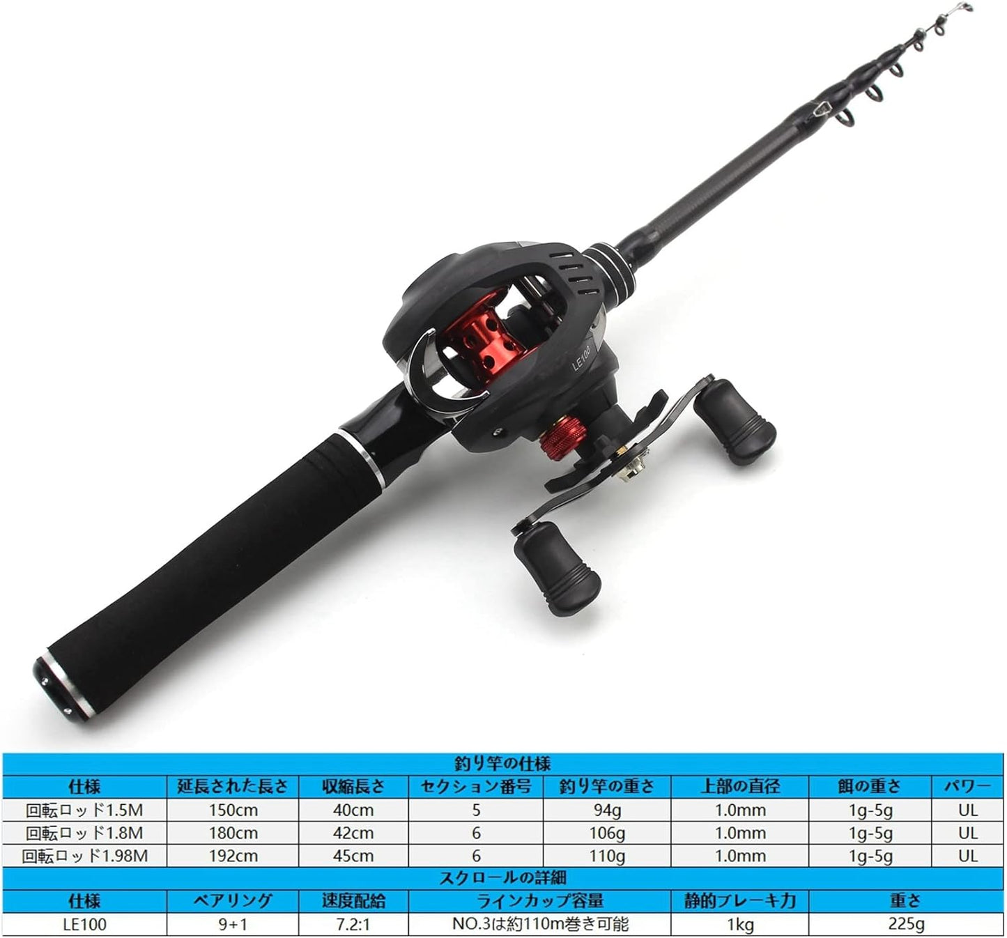 New Lure Gun Grip Fishing Rod and Casting Wheel Set,Portable Telescopic Fishing Rod and Casting Wheel,Casting Set,Carbon Rod Set Baits 1-5g 1.5M 1.8M 1.9M ZYYUJ