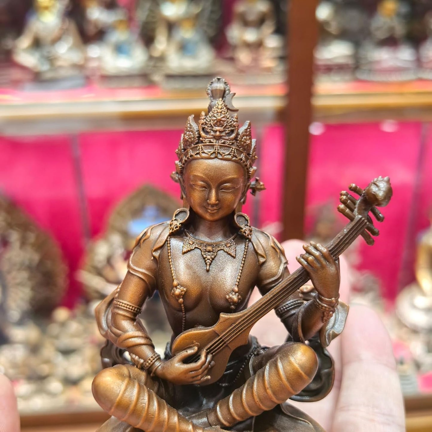 弁財天座像 真鍮銅像 七福神 インテリア置物 高さ 10cm 伝統工芸品 贈答用