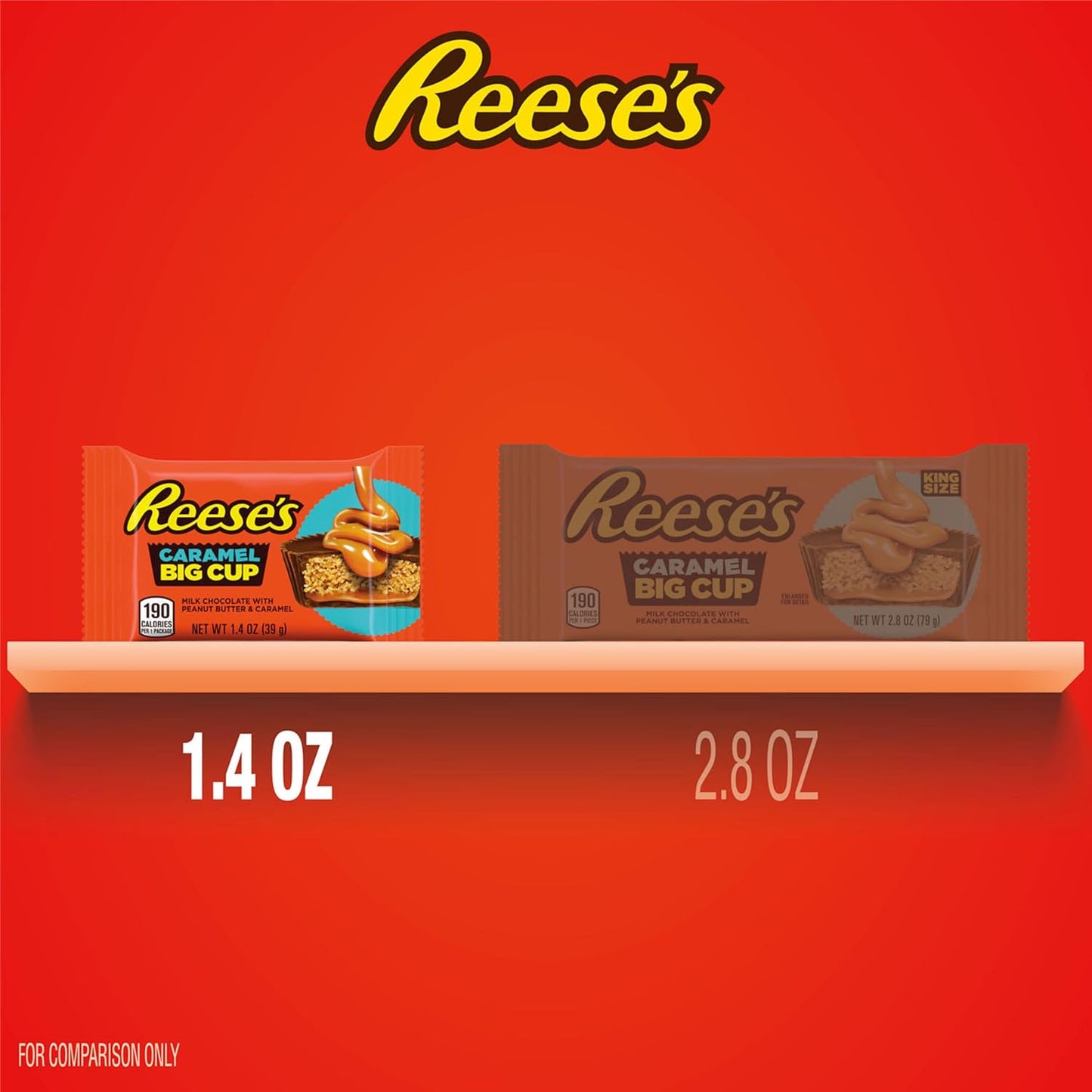 REESE'S Big Cup - Tazas de mantequilla de maní y chocolate con leche y caramelo, paquetes de dulces, 1.4 onzas (16 unidades)