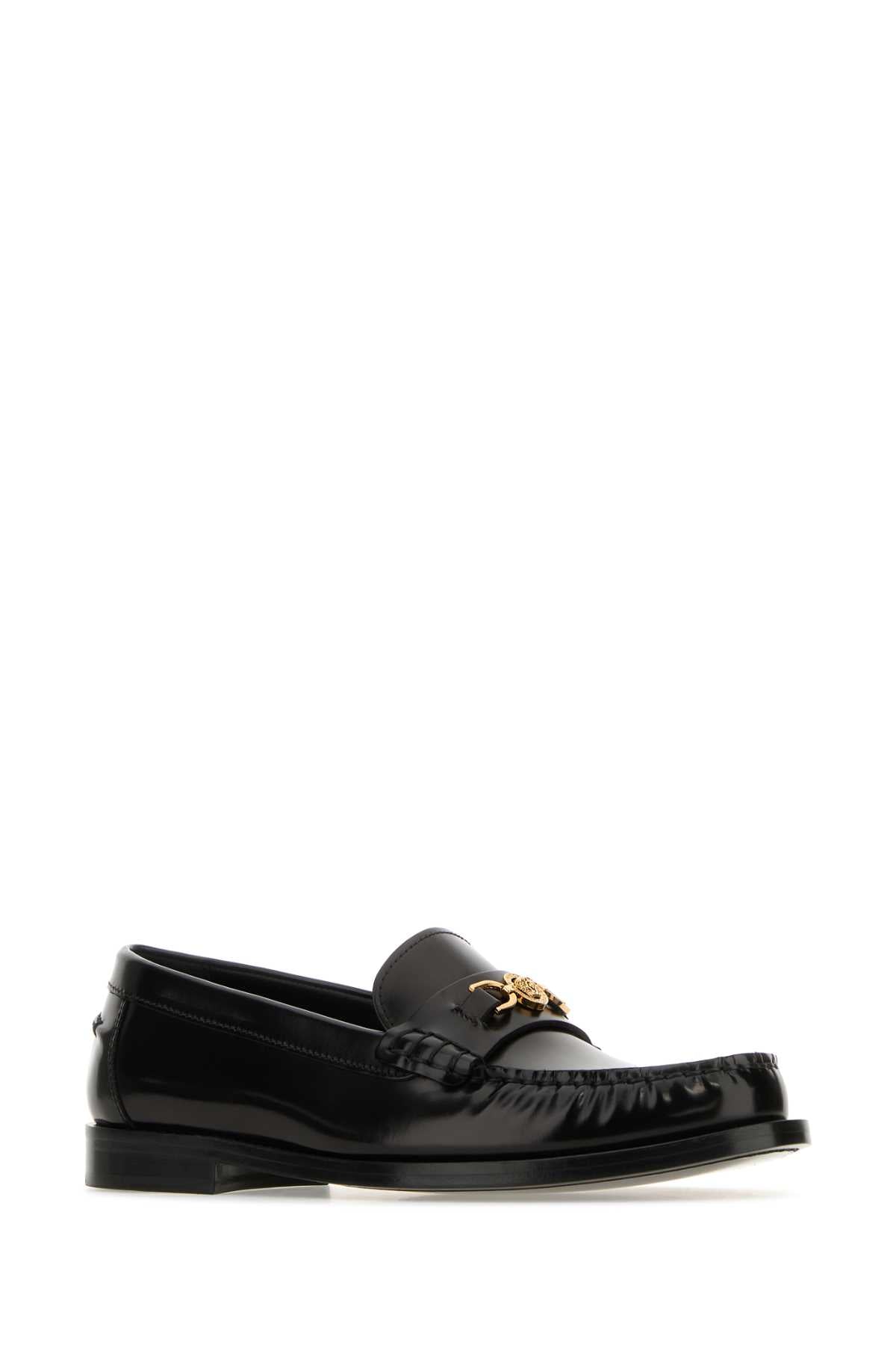 Versace ヴェルサーチブラックレザーメデューサ95ローファー - Image 3