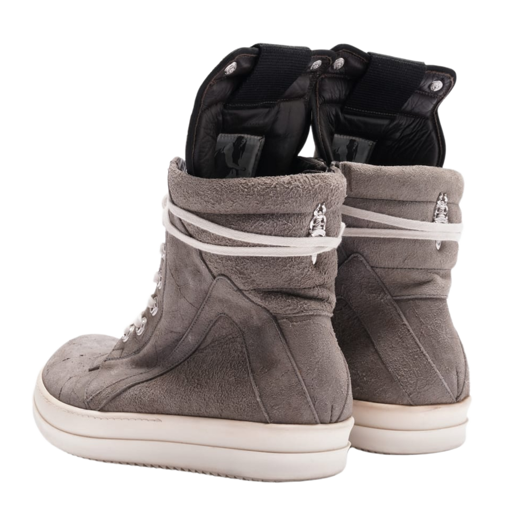 CHROME HEARTS X RICK OWENS 'GREY' SUEDE GEOBASKET SNEAKERS
