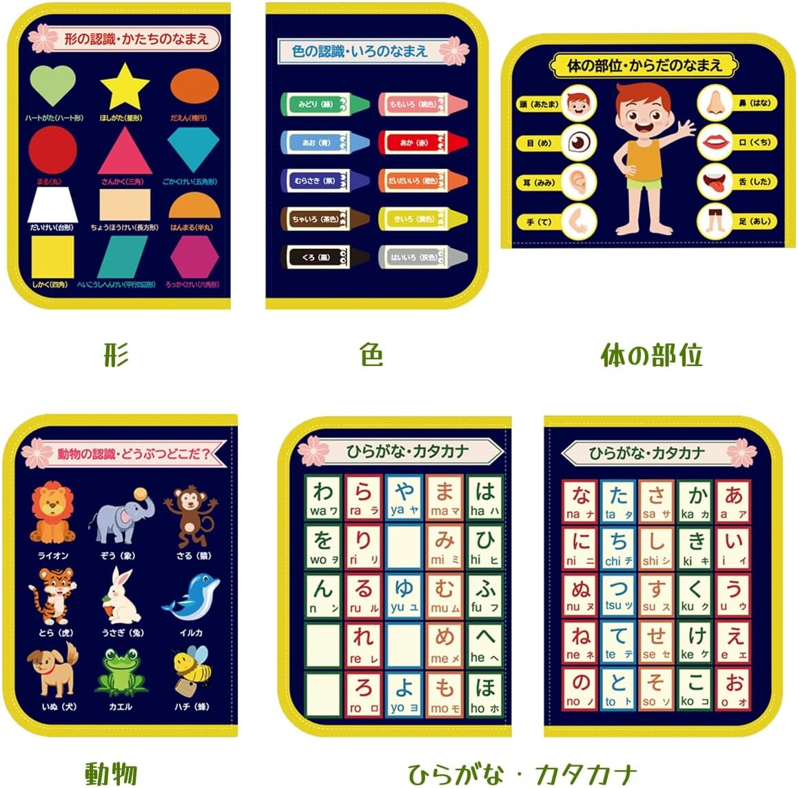 Montessori Educational Toy 1 2 3 4 5 6 Years 10in1 Busy Board Toy Alphabet Chart Hiragana Katakana Dressing Practice Finger Training Math English Numbers/Colors/Shapes/Animals/Body Part Recognition