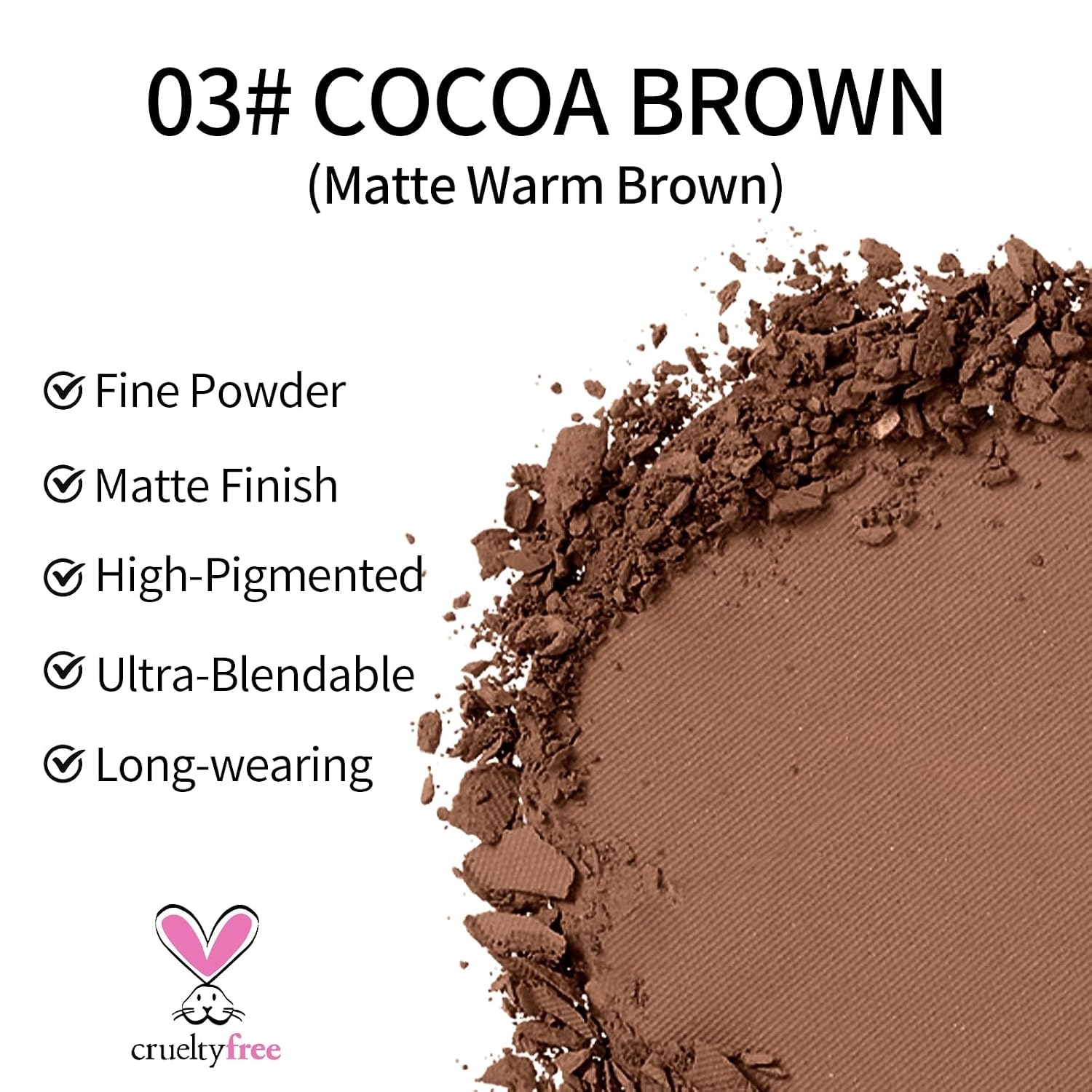 Erinde Paleta de sombra de ojos mate marrón individual, sombra de ojos de terciopelo maquillaje natural compacto en polvo, maquillaje de ojos de larga duración, ultra mezclable, color pigmentado