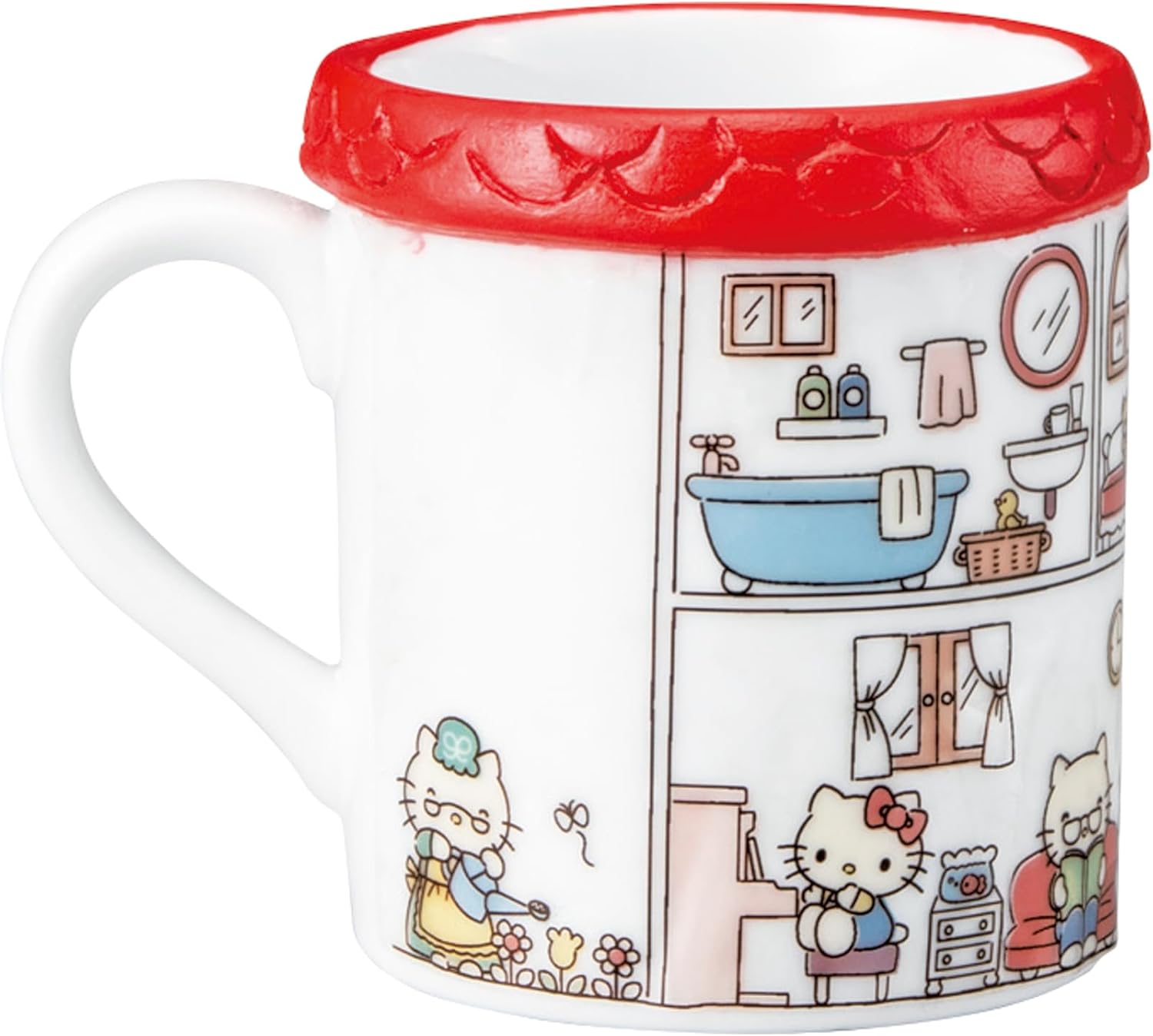 Sanrio SAN4568 KITTY at home Hello Kitty Mug, Approx. 4.7 x 3.5 inches (12 x 9 cm), Characters Tableware, Kitty, Miscellaneous Goods, Birthday Gift, White
