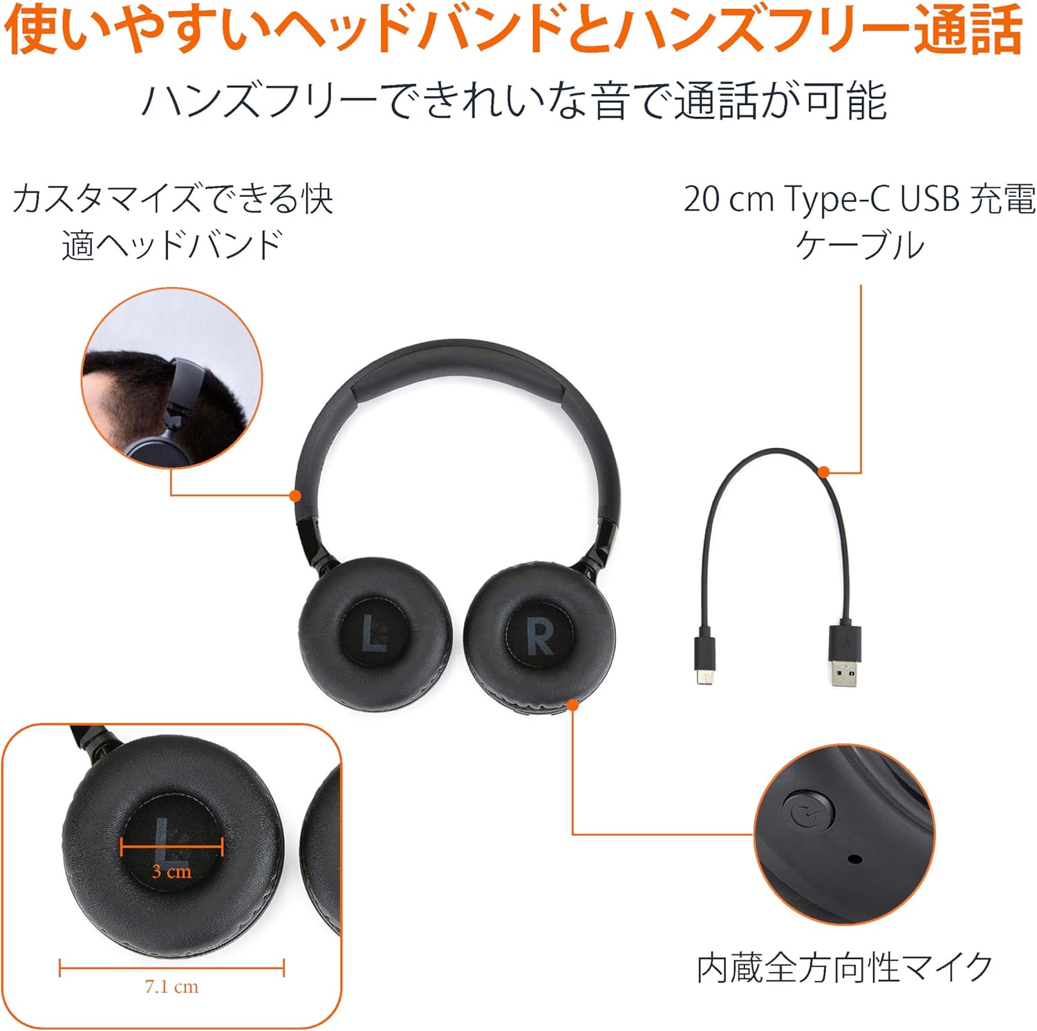 Basics Wireless On-Ear Headphones, Bluetooth 35 Hours Playtime, Lightweight, 5.9 oz (168 g), Foldable, Black