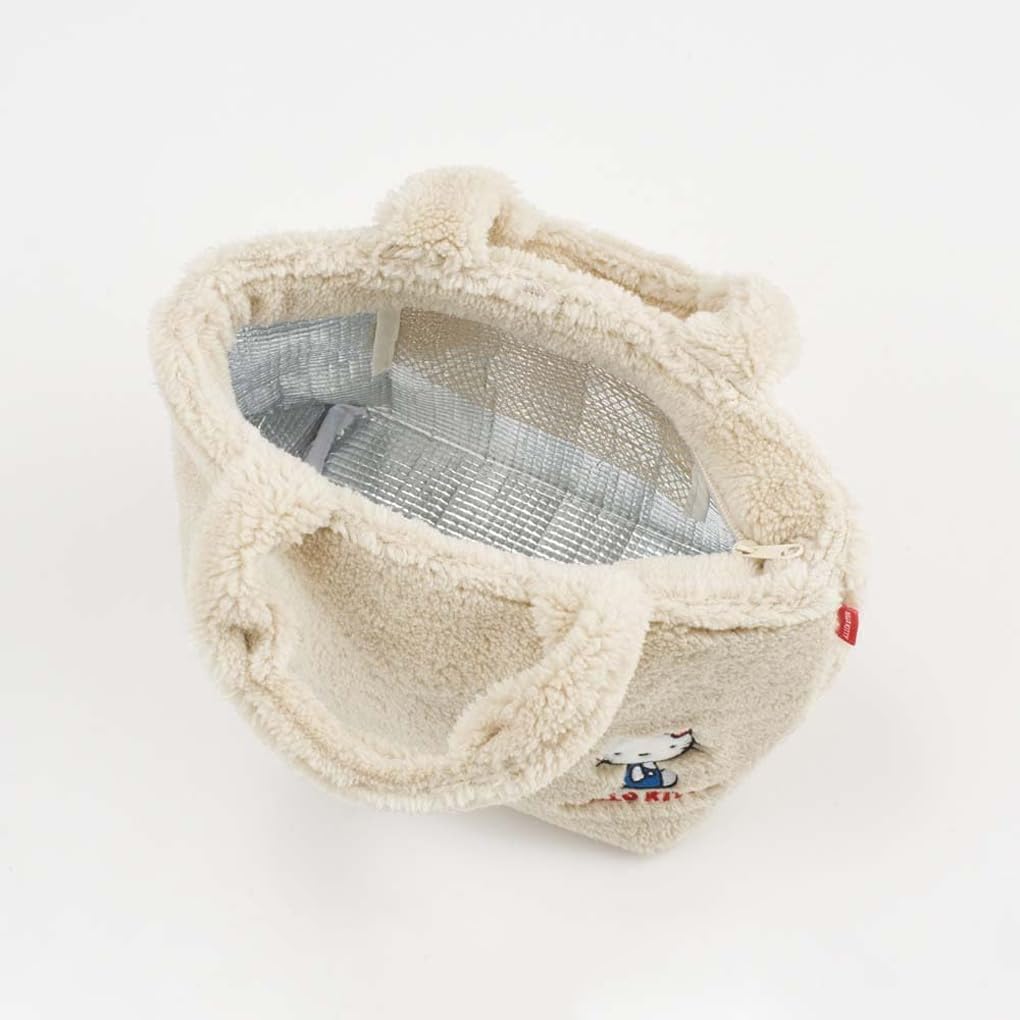 Skater KBOB2-A Boa Fabric, Cold Insulation, Lunch Bag, 11.8 x 4.7 x 7.1 inches (30 x 12 x 18 cm), Stylish, Lunch Bag, Cute, Fluffy Fabric, Large, Adult, Kids, Sanrio Hello Kitty