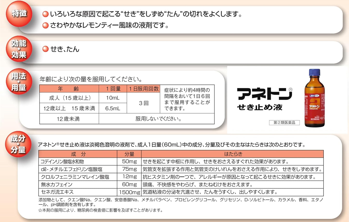【指定第2類医薬品】アネトンせき止め液 100mL