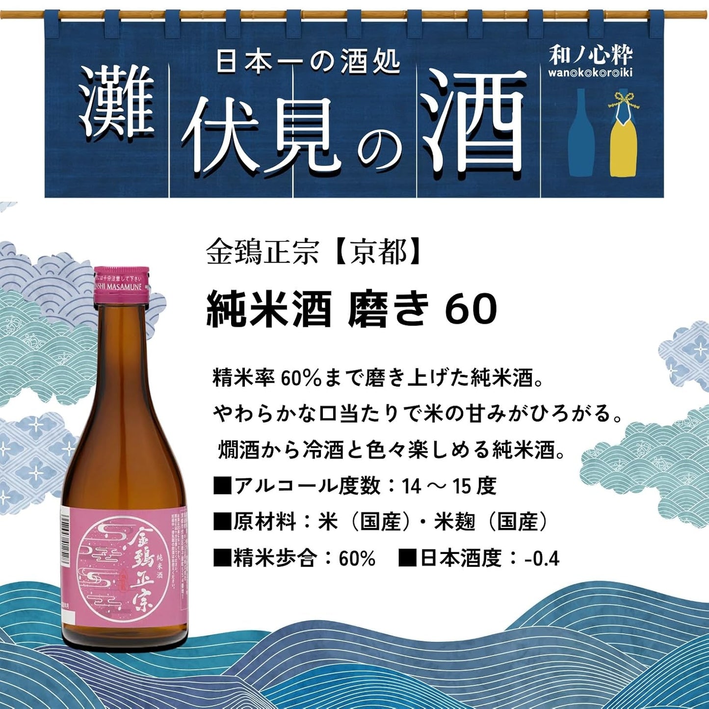 Wano Kokoro Ichi: Japan's Finest Sake from Nada, Fushimi - A Taste Comparison Set [Japanese Sake from Hyogo Prefecture, 300ml×6 bottles]'