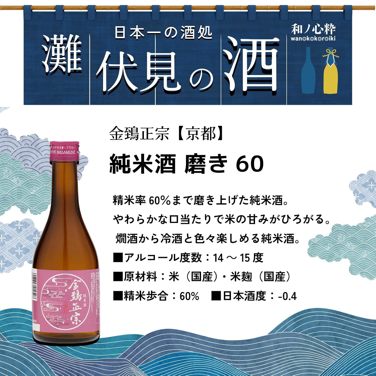 Wano Kokoro Ichi: Japan's Finest Sake from Nada, Fushimi - A Taste Comparison Set [Japanese Sake from Hyogo Prefecture, 300ml×6 bottles]'