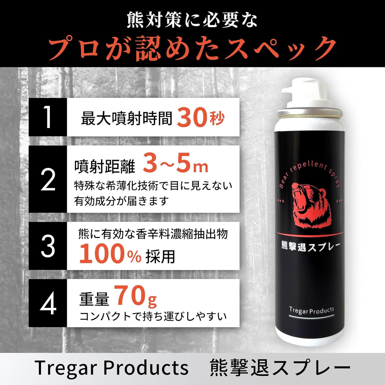 Bear Repellent Spray, Bear Repellent Spray, Compact Size, Made in Japan
