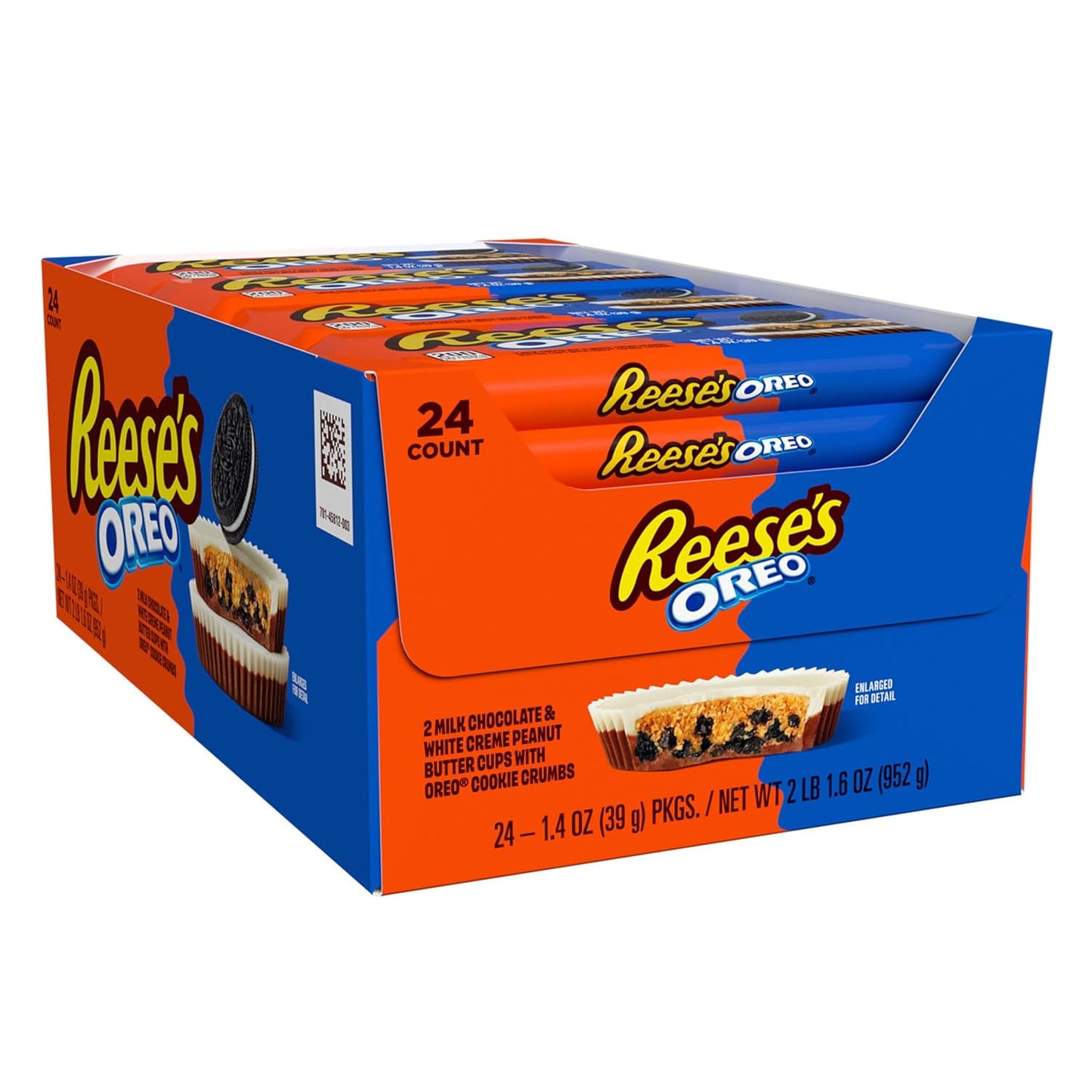 REESE'S OREO - Tazas de chocolate con leche y crema blanca de mantequilla de maní, paquetes de dulces, 1.4 onzas (24 unidades)