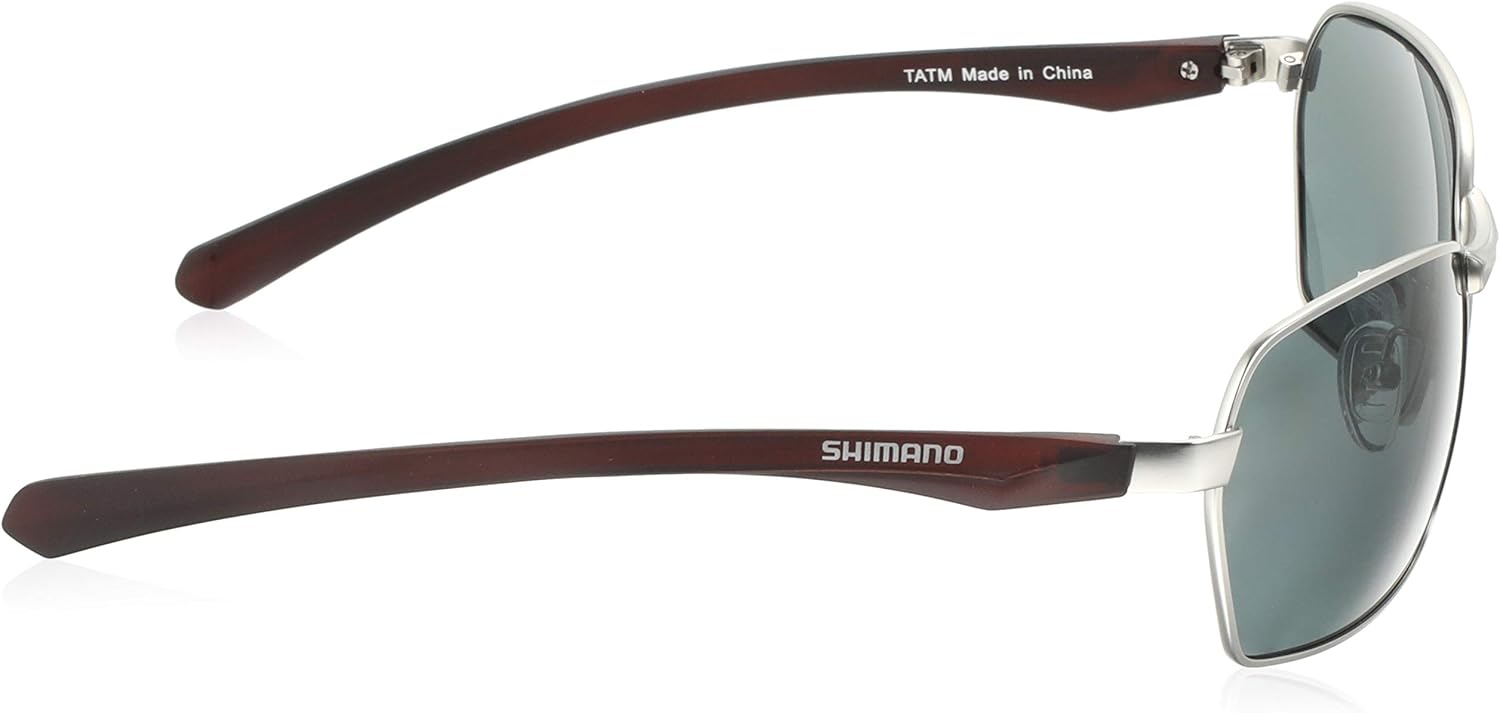Shimano HG-065P Polarized Fishing Sunglasses Water Repellent Metal Fishing Glasses PC Gloss Silver & Transparent Brown Smoke