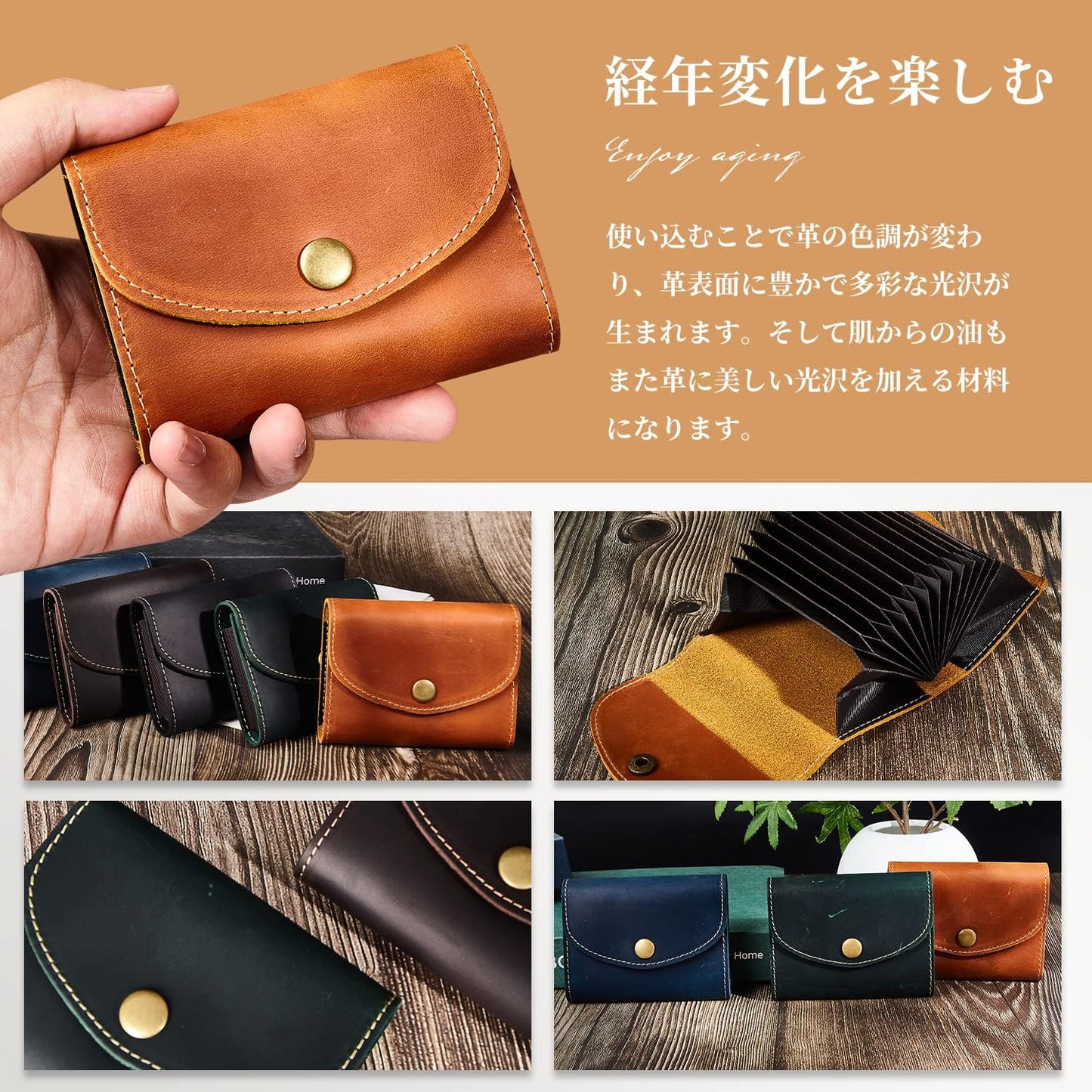 Kameto Bag Manufacturing Credit Card Case, Large Capacity (12 Cards Can be Stored, Genuine Leather with Special Enjoyment of Aging), Card Slots, Men's, Women's, Genuine Leather (Quick Take Out), Cash