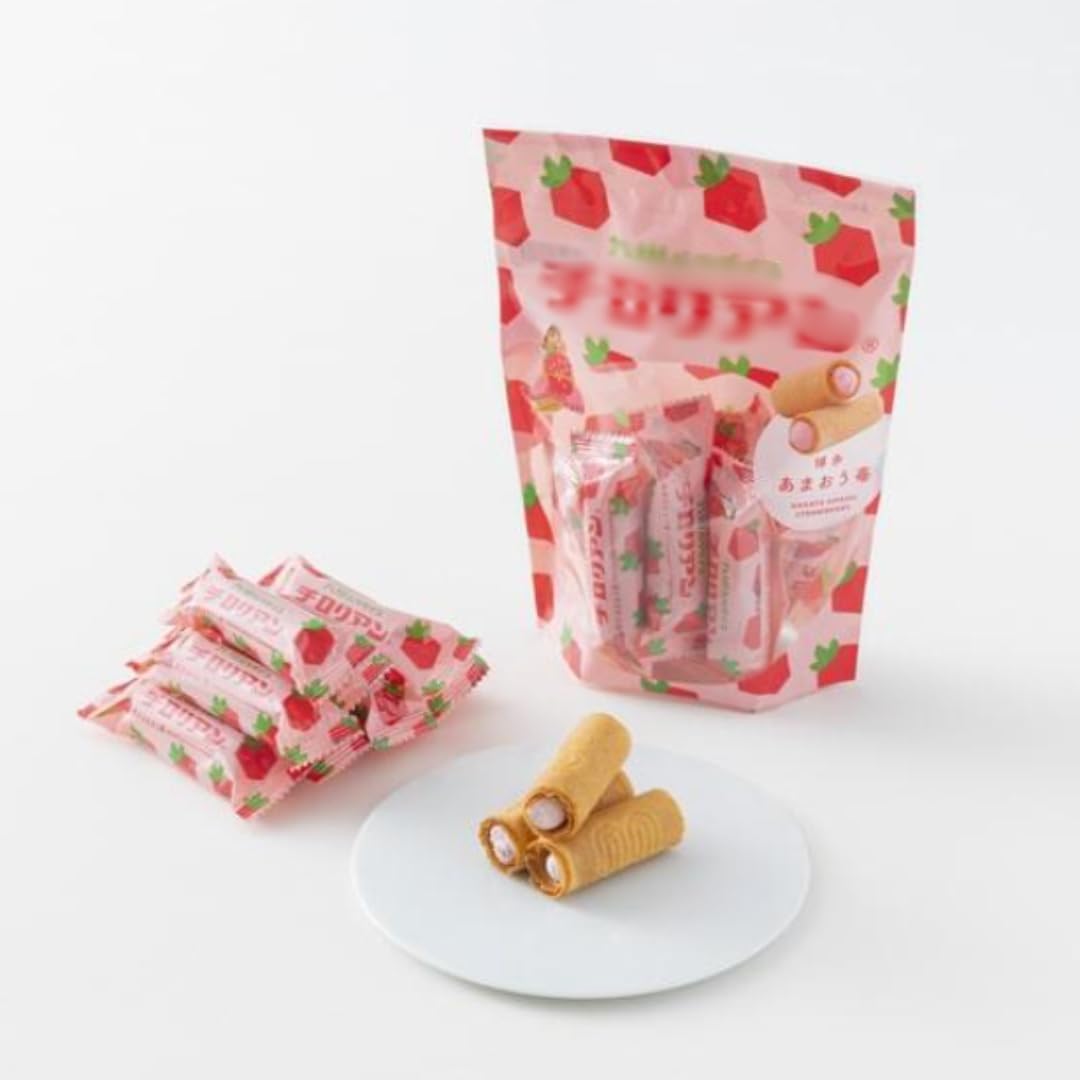 (September 2024 Update) Chilori Anciyoto Hakata Amao Strawberry, 8 Packs, Milk & Butter Scented Roll Cookie × Smooth Strawberry Cream, Fukuoka Souvenir, Insert